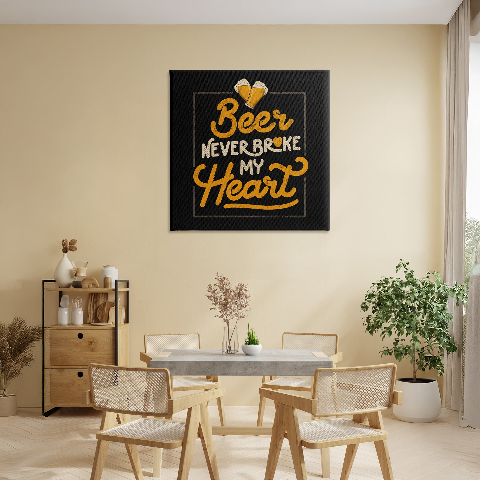 Stupell Industries Beer Never Broke My Heart Canvas Wall Art, design by EduEly Designs