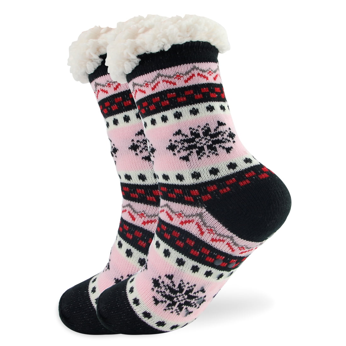 Ezgo 1 Pair Women Men Christmas Slipper Socks Fuzzy Thermal Bed Sherpa Slipper Socks Fleece US 5-11 Christmas Socks, Adult Unisex, Black