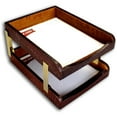 thumbnail image 2 of Brown Crocodile Embossed Leather Double Letter Trays, 2 of 5
