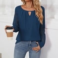 thumbnail image 5 of Kaemgyyd Womens Tops Keyhole Shirts Crewneck Patchwork Lace Long Sleeve Blouses Solid Color Pullover Business Casual Outfit, 5 of 5
