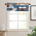 thumbnail image 3 of Retro Wooden Block Valances for Windows Farmhouse Kitchen Curtains Valances Rod Pocket Valance Curtains for Kitchen Windows Vintage Rustic Abstract Wood Window Valances for Bathroom Bedroom 60"x18", 3 of 6