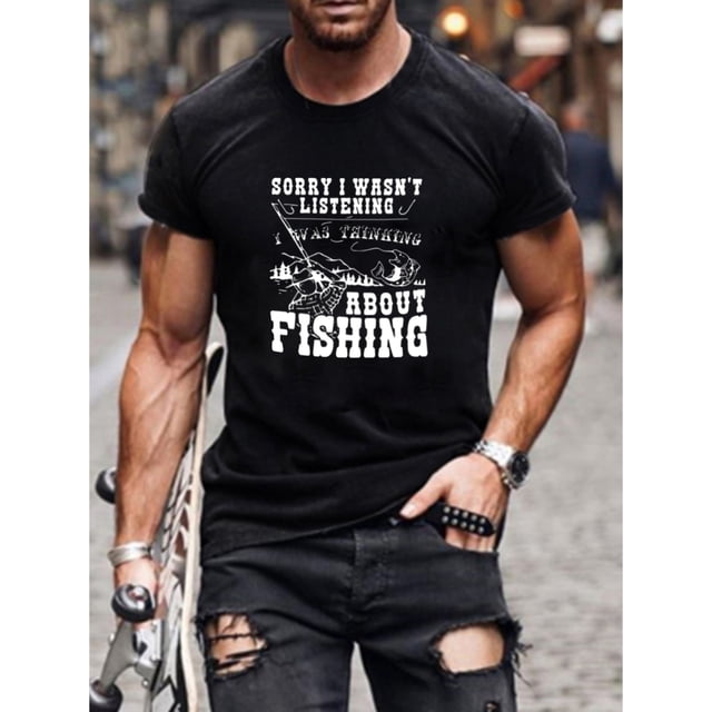 Camisetas con estampados divertidos de pesca y esloganes, camisetas casuales, camisetas cómodas de manga corta, ropa de verano para hombre, camisetas deportivas de ocio.