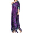 thumbnail image 3 of Sakkas Catia Women's Boho Casual Long Maxi Caftan Dress Kaftan Cover-up LougeWear - 4-PurpleTurq - One Size, 3 of 5