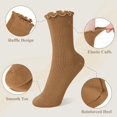 thumbnail image 3 of 6 Pairs Cute Floral Ruffle Crew Socks Women, Breathable Cotton Novelty Casual Girls Above Ankle Funny Socks, 3 of 7