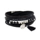 thumbnail image 2 of Pulsera de Cristal Zulema con Borla de Perlas de Plástico de Cuero PU Multicapa Negro, 2 of 7