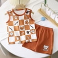 thumbnail image 4 of TOWED22 Toddler Baby Boy Summer Clothes Funny Letter Tank Top Sleeveless Shirt And Shorts Set 2 Piece Infant Boy Outfit(Coffee,9-18 M), 4 of 7