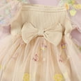 thumbnail image 4 of shoper Baby Girl Summer Clothes 12-18 Months Floral Decoration Crew Neck Cute Puff Sleeve Wtih Bow Toddler Dresses Summer Clothes for Beige 70, 4 of 6