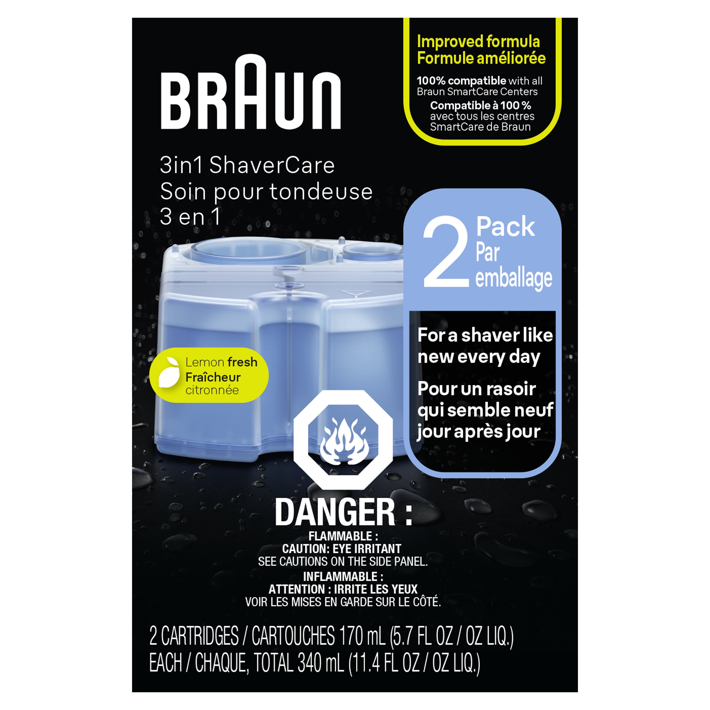  Refill Solution compatible with Braun® Clean & Renew® CCR3  Shaver Cartridges (Lemon, 3 Packets (9 refills)) : Beauty & Personal Care