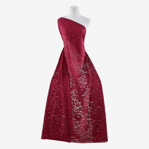 Zelouf Stony Floral Lace , Sewing, DIY, Crafts Fabric by the Yard, Luscious Wine, 3 Yard
