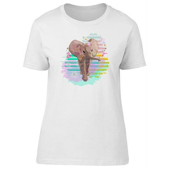 Baby Elephant On Colorful Spot T-Shirt Women -Image by Shutterstock, Female Medium