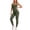 Green, variant on Athletic Rompers for Women Ribbed Long Sleeve Bodysui Stretch Women Workout Outfit Seamless Tummy Control Jumpsuits