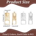 thumbnail image 2 of 12Pcs 2 Colors 201 Stainless Steel Pendants Rectangle with Sun Mixed Color 27.5x10.5x1.5mm Hole: 1.8mm 6pcs/color, 2 of 6
