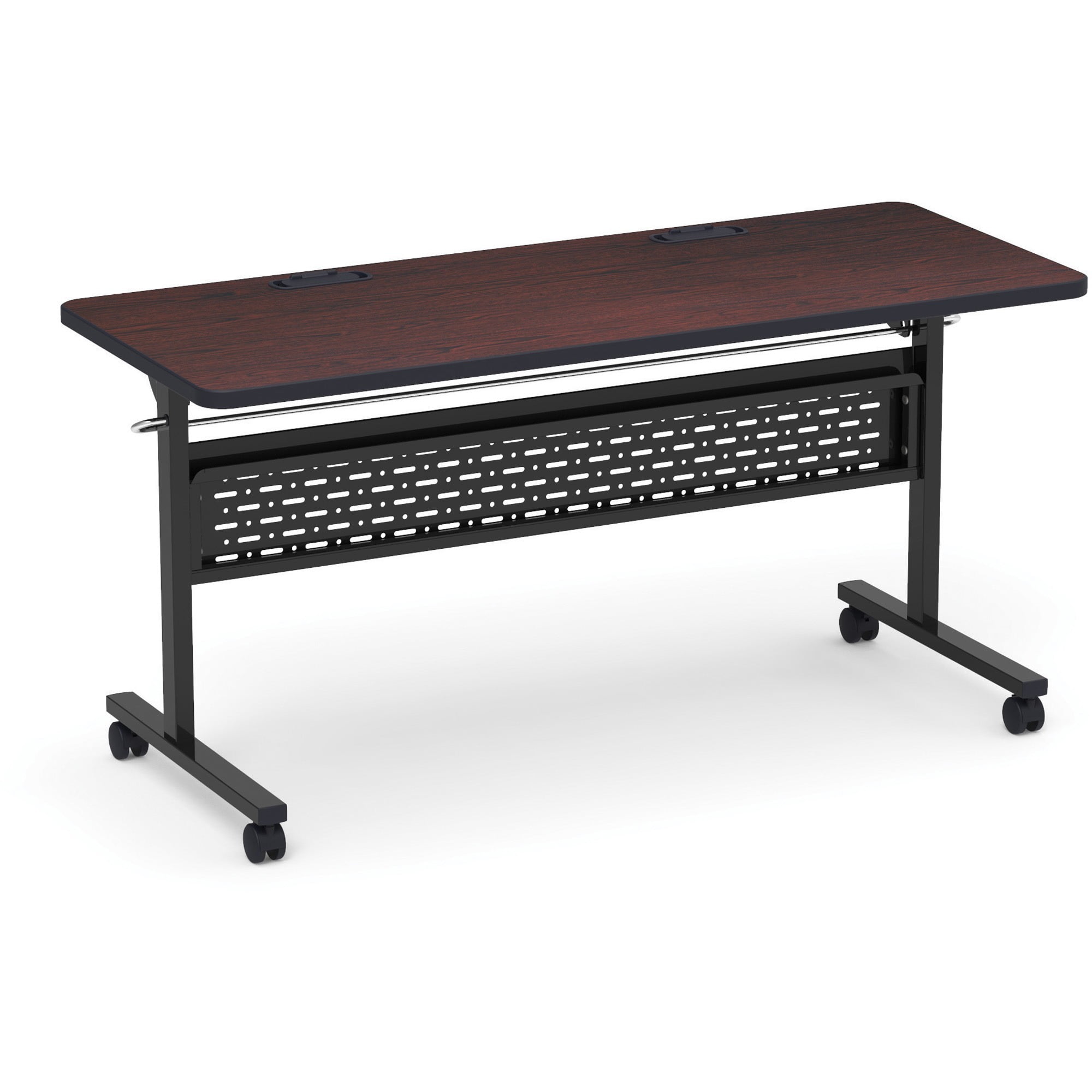 Lorell LLR62589 Flip Top Training Table, Mahogany & Black 60 x 24 x