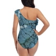 thumbnail image 5 of Rateoe Cracked Earth Head Tree Pattern Women One Piece Swimsuits Tummy Control One Shoulder Bathing Suits Ruffle Swimwear-Medium, 5 of 6