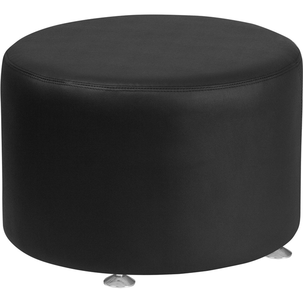 Black LeatherSoft 24" Round Ottoman