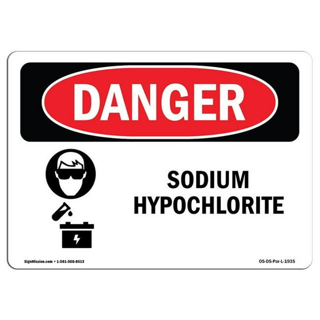 SignMission OS-DS-A-1218-L-1935 12 x 18 in. OSHA Danger Sign - Sodium Hypochlorite