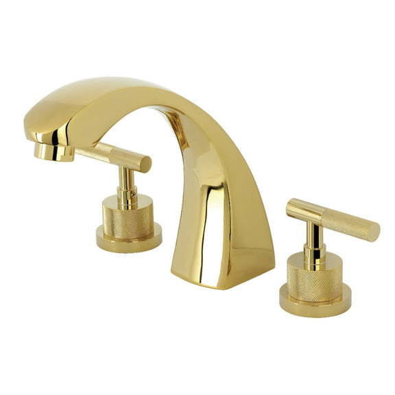 Kingston Brass KS4362KNL Convergent Two-Handle Deck Mount Roman Tub Faucet with Knurled Handle, Polished Brass
