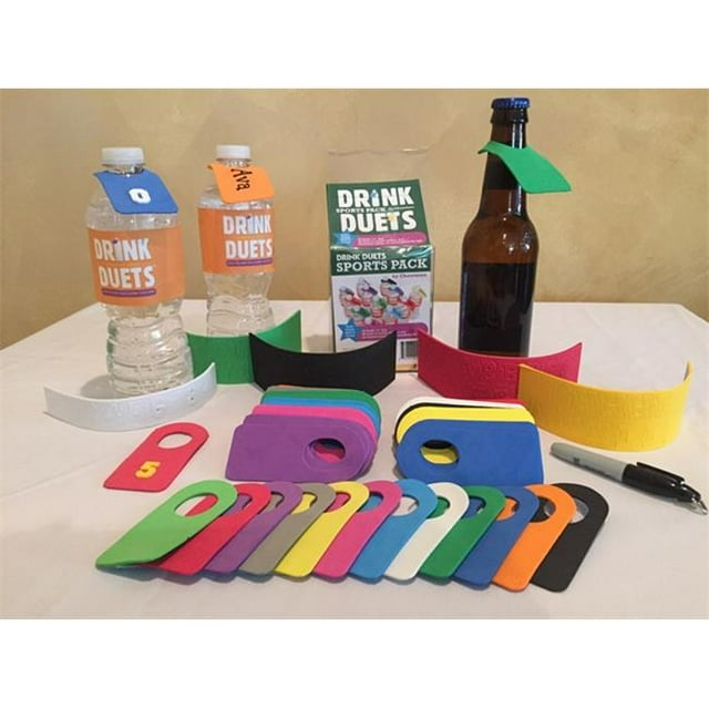Drink Duets Sports Pack with Bottle ID Tags & Glass Skirts