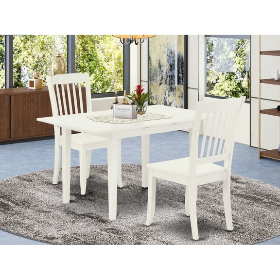 East West Furniture Dining Table- Dining Chairs, NODA3-LWH-W