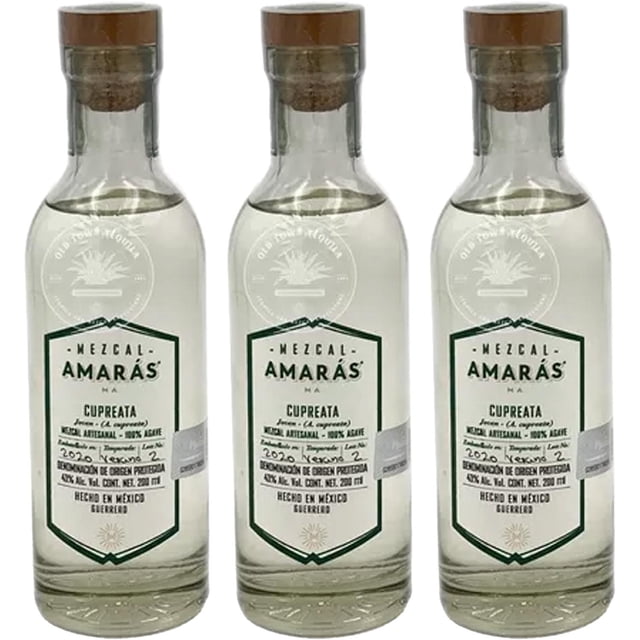 Paquete de 3 Mezcal Amarás Joven Cupreata 200 ml