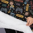 thumbnail image 3 of Oversized Wearable Blanket Hoodie,Cartoon Controllers Games Icons Black Pattern Sherpa Blanket Hoodie with Super Pockets,Super Warm Fuzzy Pullover for Women & Men, 3 of 6