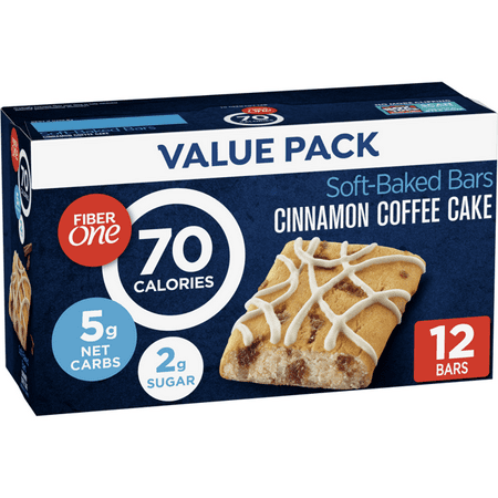 Fiber One Brownies, Coffee Cake, 70 Calorie Bar, 5 Net Carbs, Snacks, 12 ct