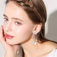 thumbnail image 2 of Long CZ Butterfly Tassel Drop Dangle Earrings for Women Gold-Toned Crystal Rhinestone Animal Insect Dangling Studs Earring Fashion Wedding Halloween Jewelry, 2 of 12