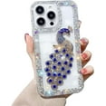 thumbnail image 6 of for iPhone Case,Luxury Crystal Glitter Peacock Bling Sparkly Diamond Pattern Bumper Camera Lens Protection Soft Shockproof Phone Case (White,iPhone 13), 6 of 6