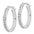 thumbnail image 2 of Real 14kt White Gold Diamond Fascination Round Hinged Hoop Earrings; for Adults and Teens; for Women and Men, 2 of 3