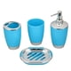 thumbnail image 1 of Kearding Juego de accesorios de baño Juego de accesorios de encimera de baño de plástico de 4 piezas Incluye bomba dispensadora de jabón Juegos de accesorios de baño azul, 1 of 6