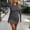 Gray, variant on Women Crew Neck Long Sleeve Drawstring Side Slit Mini Bodycon Dress Club Night Party Slim Casual Dress Khaki S