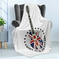 thumbnail image 4 of Rock Music Soft Flannel Fleece Blanket, Union Jack Patterned Guitar Stars Union Jack Design Musical Instrument, Cozy Plush for Indoor and Outdoor Use, 50" x 60", Red Royal Blue Cream, by Ambesonne, 4 of 5