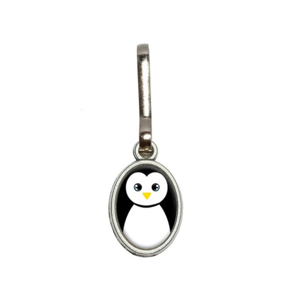 Penguin - Black and White Oval Zipper Pull
