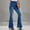 D# Blue, variant on Hole Flare Pants Denim Jeans Women's Plus Skinny Slim Fit Female Casual Outwear Women Mid Waisted Pocket Stretch Button Trousers for 2022 Women Tops Dark Blue 6