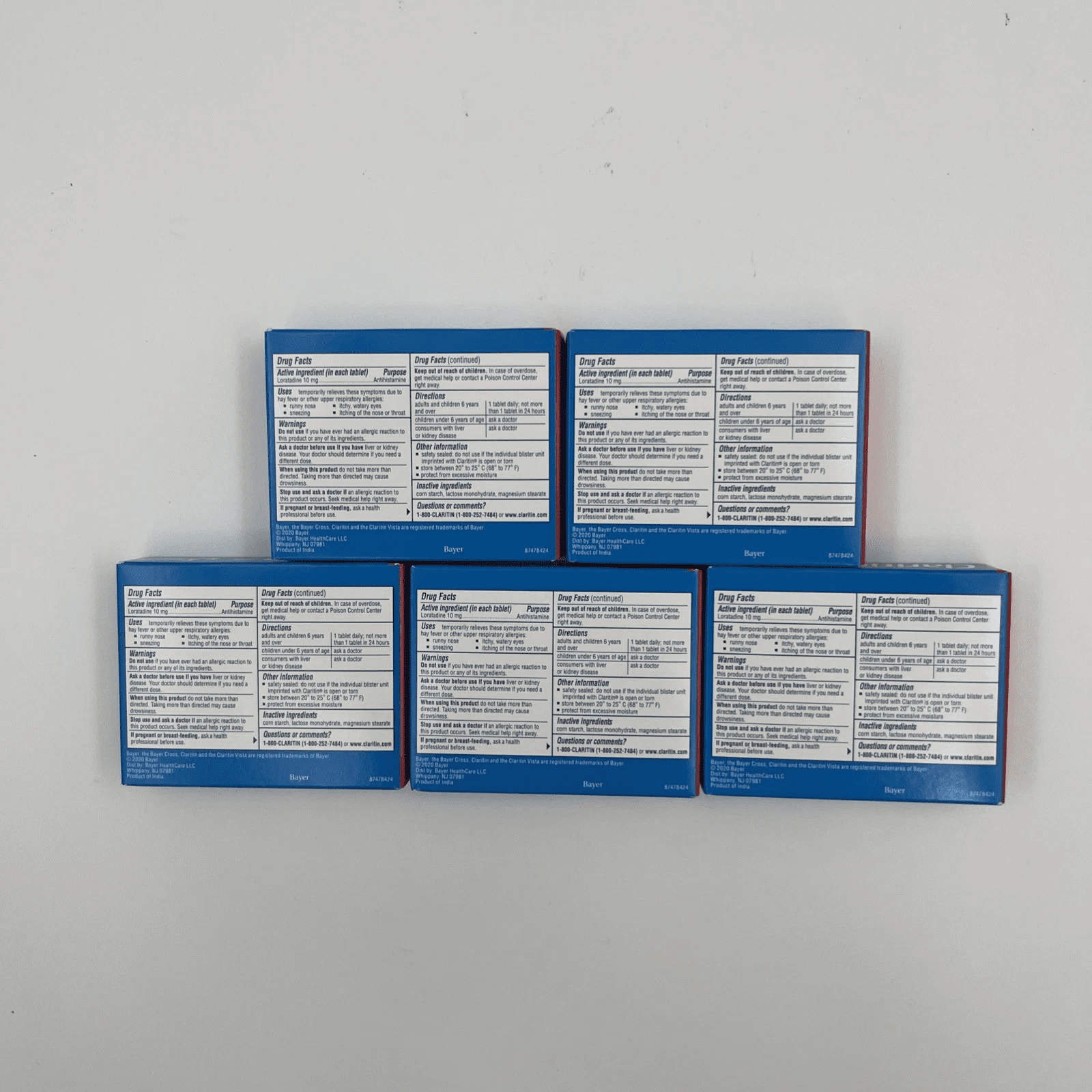 CLARITIN 24 Hour Allergy Tablets 5 ea (Pack of 4)