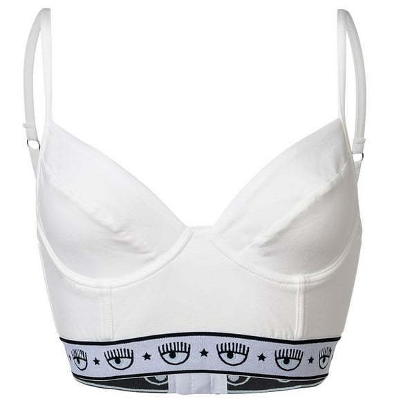 CHIARA FERRAGNI Sujetador de Mujer, Bralette - con Aros, cintura con Logotipo, Algodón elástico Blanco XS (X-Small)