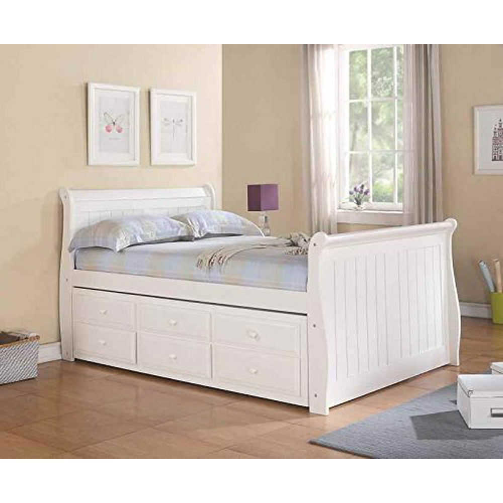Donco Kids Full Sleigh Captains Bed with Twin Trundle and Storage