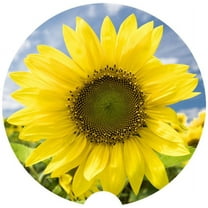 Sunflower Car Coaster, Absorbent Stoneware Car Cup Holder Coaster, Set of 2