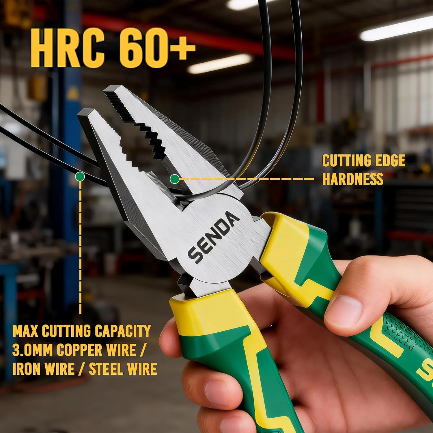 8 Inch Linesman Pliers, High Leverage Combination Pliers with Wire Cutter & Crimper, Ideal for Fencing, Construction, Automotive & Industrial Use
