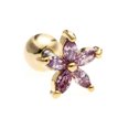 thumbnail image 1 of 1pcs 18K Pendientes De Oro Amatista Flor Estrella Stud Hojas Cuelgan Acero Médico Piercing Joyería, 1 of 4