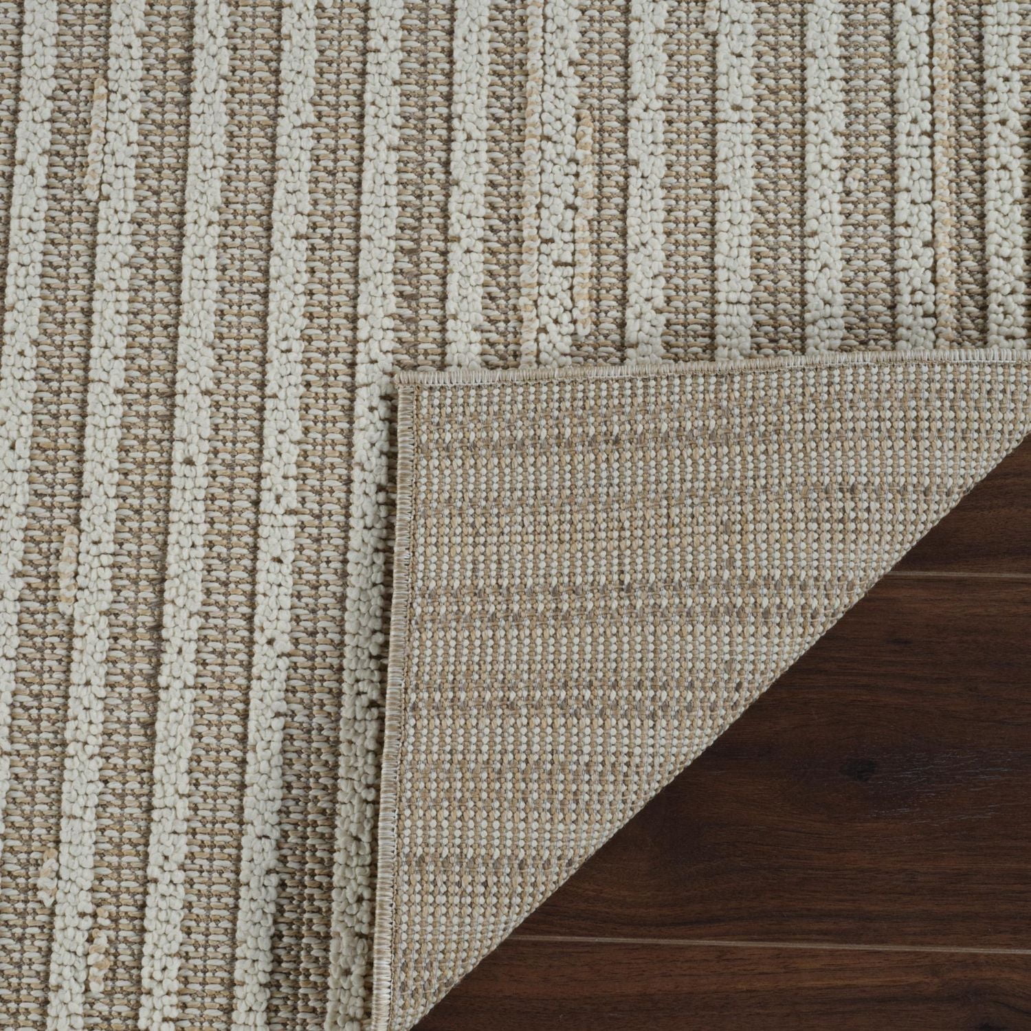 Rug Branch Hogar Striped Indoor Outdoor Area Rug, Brown Cream, Modern - Living Room, Bedroom, Dining Room, and Kitchen