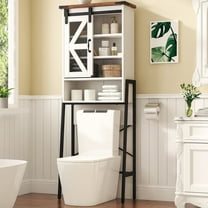 ETASE Over The Toilet Storage Cabinet, Toilet Storage Cabinet with Adjustable Shelves and Barn Door