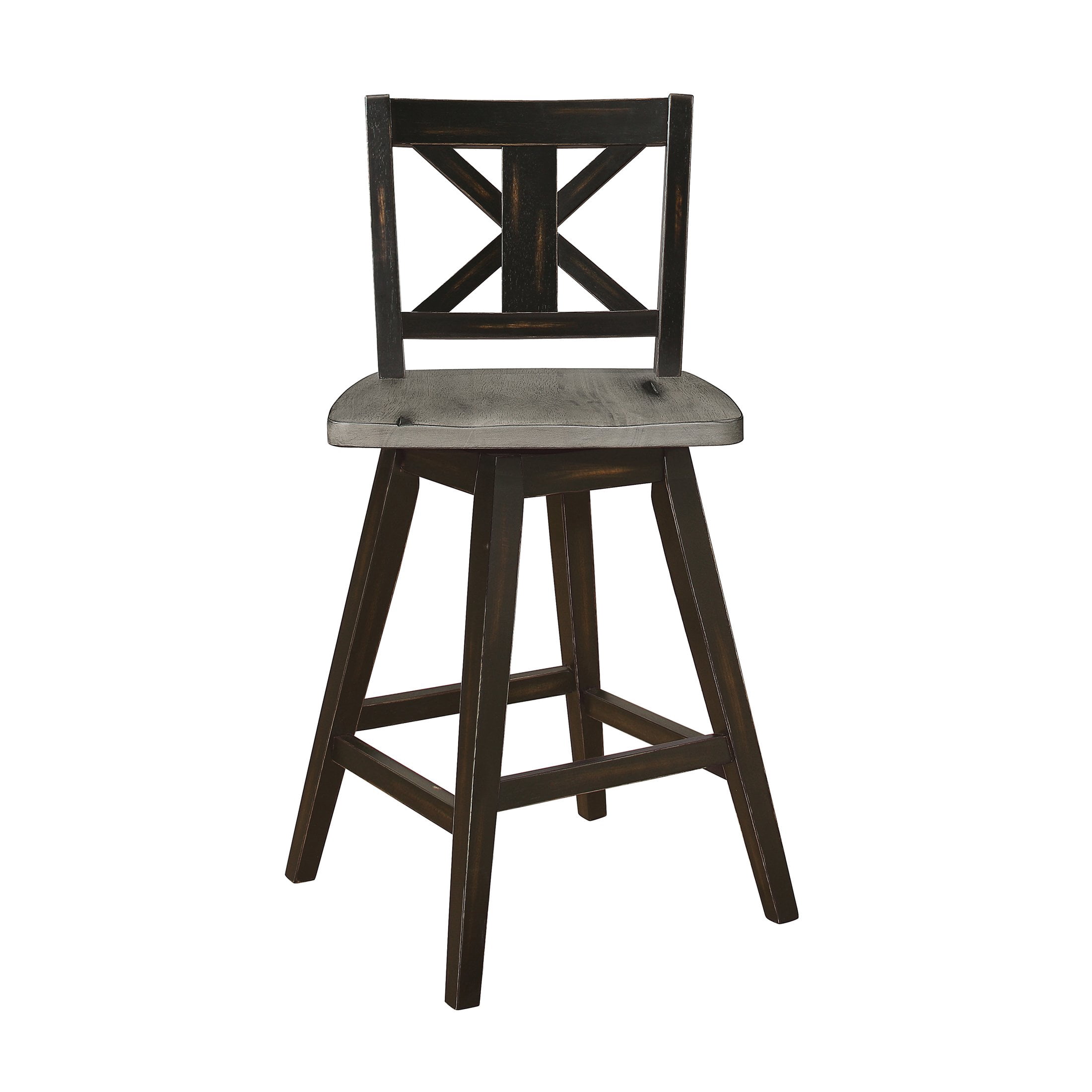 OakvillePark Roscoe Swivel Counter Height Barstool (Set of 2), Black/Gray