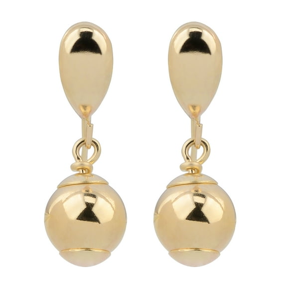 KoolJewelry 10k Yellow Gold High Polish Teardrop and Ball Drop Earrings