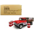 thumbnail image 1 of 1957 Chevrolet Camión con caja de estacas rojo / metal con 3 tambores de aceite "Texaco" "Combustibles y lubricantes de aviación" Edición de metal cepillado 1/25 Modelo fundido a presión por Autoworld Auto World CP7506, 1 of 1