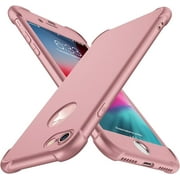ORETECH Designed for iPhone 8 Case, iPhone 7 Case, with[2 x Tempered Glass Screen Protector] 360 Full Body Shockproof Protection Cover Hard PC Soft Rubber Silicone for iPhone 7/8-4.7''- Rosegold