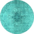 thumbnail image 1 of Ahgly Company Machine Washable Indoor Round Persian Turquoise Blue Traditional Area Rugs, 7' Round, 1 of 4