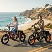YEBEI Electric Tricycle for Adults Folding E-Trike Motorized Tricycle Electric 3 Wheels Trike Powerful Peak750W Motor Electric Tricycle 48V15AH Lithium Battery Max 20MPH 20*4.0” Fat Tire Red