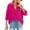 Hot Pink, variant on Women Fall Tops Baggy Roll Up Womens Boho Tops V-Neck Long Sleeve Blouses