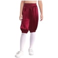 thumbnail image 1 of Yhong Childrens Medieval Capri Pants Solid Color Trousers Stage Performance Outfits Burgundy 10, 1 of 5